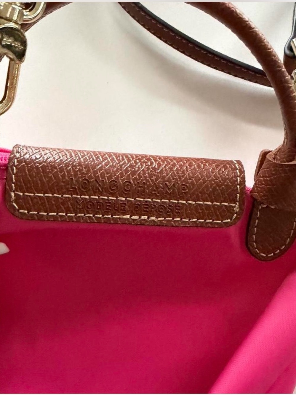 Mini pink Longchamp Le Pliage Original pouch - Picture 3 of 3